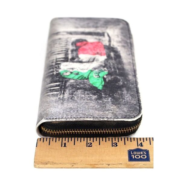 Senso Creativo GRAY GENUINE LEATHER MOTORCYCLE ITALY FLAG ID BILL CARD WALLET - Picture 6 of 6